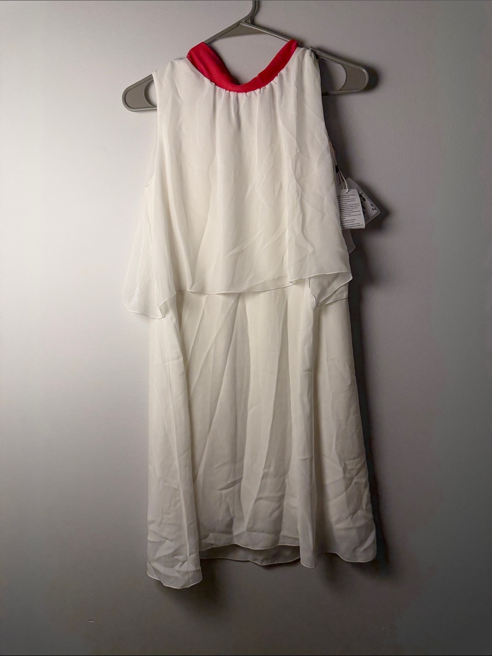 NWT Aletta Ivory Layered Dress Raspberry Trim / 16A